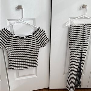 Striped Black and White Two-Piece Set